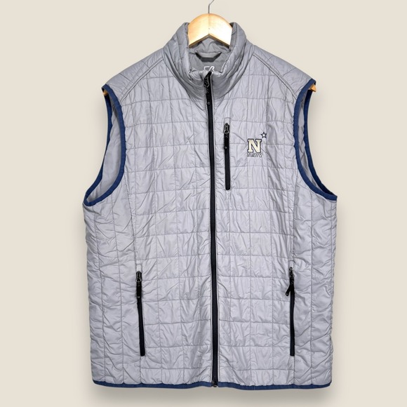 Cutter & Buck Other - Navy Midshipmen Quilted Puffer Vest Men Large Gray Cutter & Buck WeatherTec